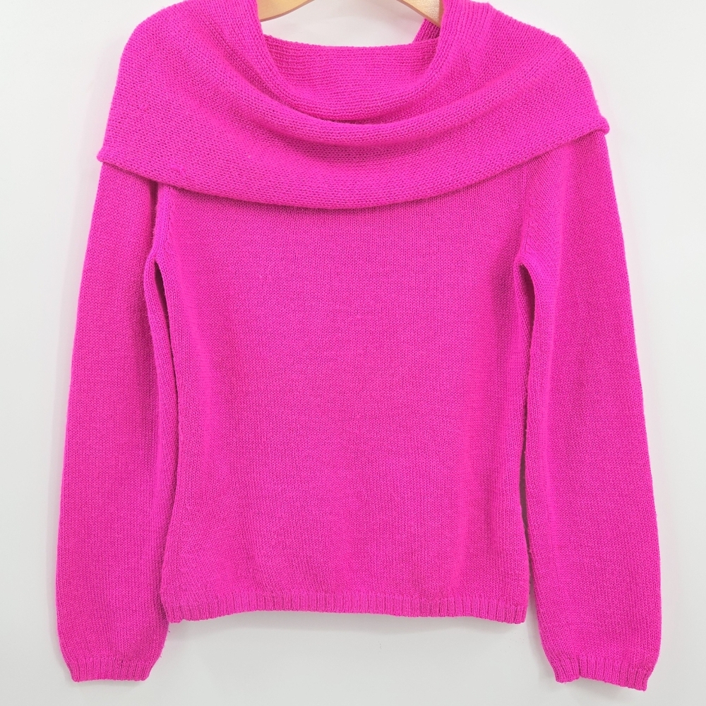 NELL Alpaca Sweater Hot Pink Off Shoulder - Picture 6 of 12